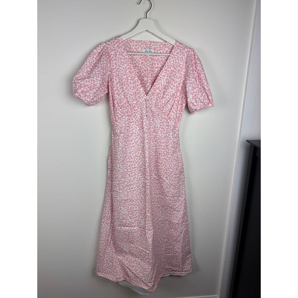 Coco Shop Antigua Pink Floral Midi Dress S